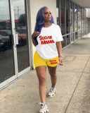 Casual Printed T Shirt And Shorts 2 Piece Sets SHD-9372