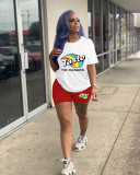 Casual Printed T Shirt And Shorts 2 Piece Sets SHD-9372