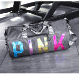 PINK Letter Laser Sequin Fitness Gym Travel Bags GBRF-92Laser