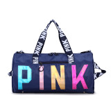 PINK Letter Laser Sequin Fitness Gym Travel Bags GBRF-92Laser
