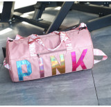 PINK Letter Laser Sequin Fitness Gym Travel Bags GBRF-92Laser