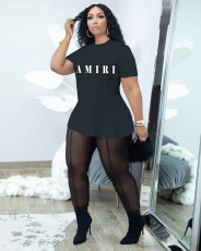 Nightclub Fashion Casual Letter Print T-shirts Mesh Pants 2 Piece Sets WAF-425222