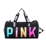 PINK Letter Laser Sequin Fitness Gym Travel Bags GBRF-92Laser