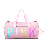 PINK Letter Laser Sequin Fitness Gym Travel Bags GBRF-92Laser