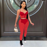 Sexy Mesh See Through Two Piece Pants Sets FOSF-8210
