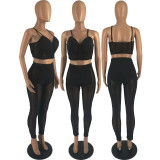 Sexy Mesh See Through Two Piece Pants Sets FOSF-8210