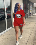 Casual Printed T Shirt And Shorts 2 Piece Sets SHD-9372