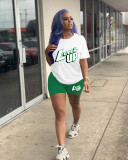 Casual Printed T Shirt And Shorts 2 Piece Sets SHD-9372