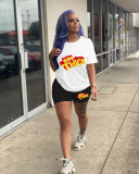 Casual Printed T Shirt And Shorts 2 Piece Sets SHD-9372