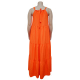 Plus Size Solid Sleeveless Big Swing Maxi Dress NNWF-7463