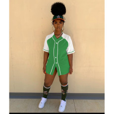 Sports Casual Splice Button Short Sleeve Baseball Coat IV-8301