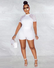Sexy Lace Patchwork Short Sleeve Romper ME-8061