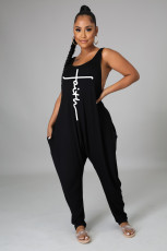 Casual Sleeveless Pocket Print Jumpsuit JPF-1067
