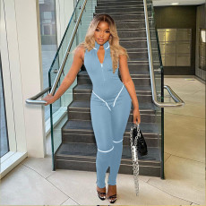 Casual Sleeveless Zipper Slim Jumpsuit MDF-5300
