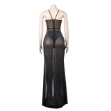 Plus Size Hot Drilling High Split Evening Dress NY-2330