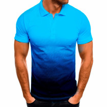Men Gradient Short Sleeve Casual Polo FLZH-ZT135