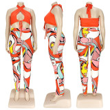 Plus Size Halter Printed Pants 2 Piece Sets ASL-7079