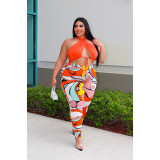 Plus Size Halter Printed Pants 2 Piece Sets ASL-7079