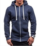 Men's Casual Solid Zip Hooded Coats FLZH-ZW08