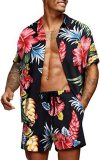 Short Loose Hawaiian Print Casual Shirt Set FLZH-ZT165-ZK81