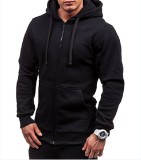 Men's Casual Solid Zip Hooded Coats FLZH-ZW08