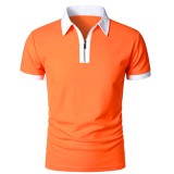Men's Short Sleeve Slim Fit Zip Lapel Pullover Polo FLZH-ZT157
