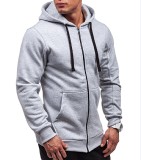 Men's Casual Solid Zip Hooded Coats FLZH-ZW08