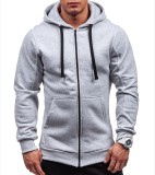 Men's Casual Solid Zip Hooded Coats FLZH-ZW08