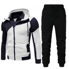 Men Color Block Double Zipper Hooded Two Piece Sets FLZH-ZW20-ZK33