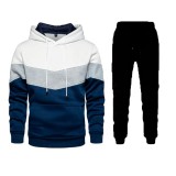 Men's Casual Color Block Hooded Sweatshirt Two-Piece Pants Sets FLZH-ZW105-ZK33
