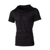 Men's Casual Short Sleeve Hoodie FLZH-ZT119