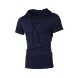 Men's Casual Short Sleeve Hoodie FLZH-ZT119