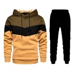Men's Casual Color Block Hooded Sweatshirt Two-Piece Pants Sets FLZH-ZW105-ZK33