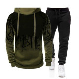 Men Ink Splash Print Hooded Sweatshirt Two-Piece Pants Sets FLZH-ZW86-ZK33