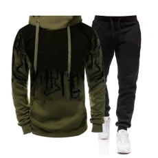 Men Ink Splash Print Hooded Sweatshirt Two-Piece Pants Sets FLZH-ZW86-ZK33