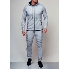 Men Solid Casual Zipper Two Piece Pants Set FLZH-ZW53-ZK19