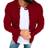 Sports Casual Men's Pleats Slim Zipper Long Sleeve Coat FLZH-ZW82
