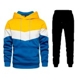 Men's Casual Color Block Hooded Sweatshirt Two-Piece Pants Sets FLZH-ZW105-ZK33