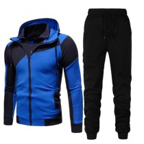 Men Color Block Double Zipper Hooded Two Piece Sets FLZH-ZW20-ZK33