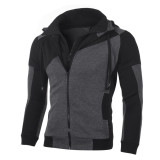 Men's Color Block Double Zip Fashion Hooded Coats FLZH-ZW20