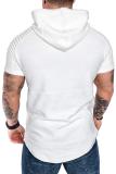 Men Casual Solid Short Sleeve Hooded Top FLZH-ZT117