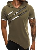 Men Hole Hooded Short Sleeve Top FLZH-ZT121