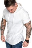 Men Casual Solid Short Sleeve Hooded Top FLZH-ZT117