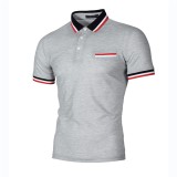 Men Neckline Splicing Short Sleeve Casual Polo FLZH-ZT66