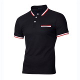 Men Neckline Splicing Short Sleeve Casual Polo FLZH-ZT66