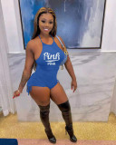 Pink Letter Halter Drawstring Playsuit NYF-8109