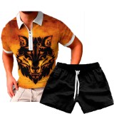 Men's Casual Print POLO Two-Piece Shorts Sets FLZH-ZT158-ZK70