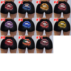 Lip Print Yoga Fitness Bodycon Shorts SHD-9818