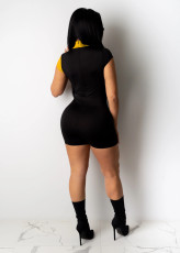 Contrast Color Zipper Tight Romper YUEM-66311