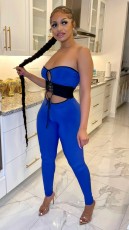 Sexy Strapless Off Shoulder Hollow Out Jumpsuit MEM-88432